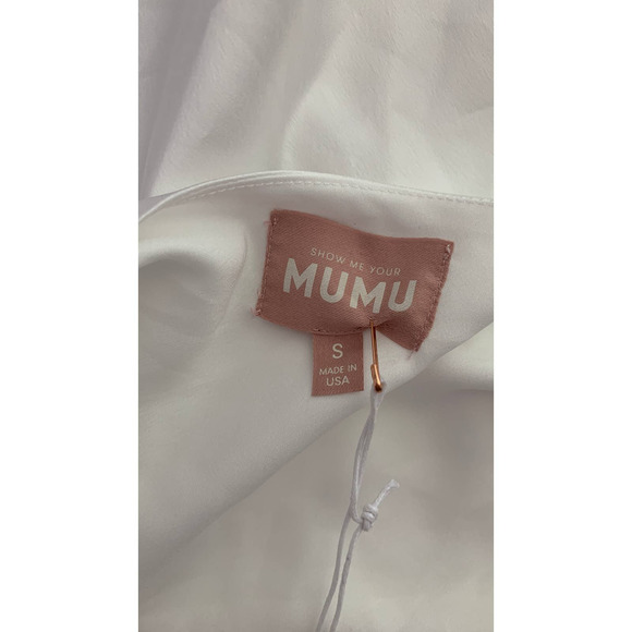 Show Me Your MuMu Jasmine Halter Mini Dress Womens Small Ivory Luxe Satin New - Picture 10 of 11